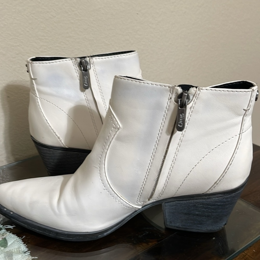 Circus by Sam Edelman White Whistler Ankle Booties Sz 8 Studded Pointy western - Picture 9 of 16